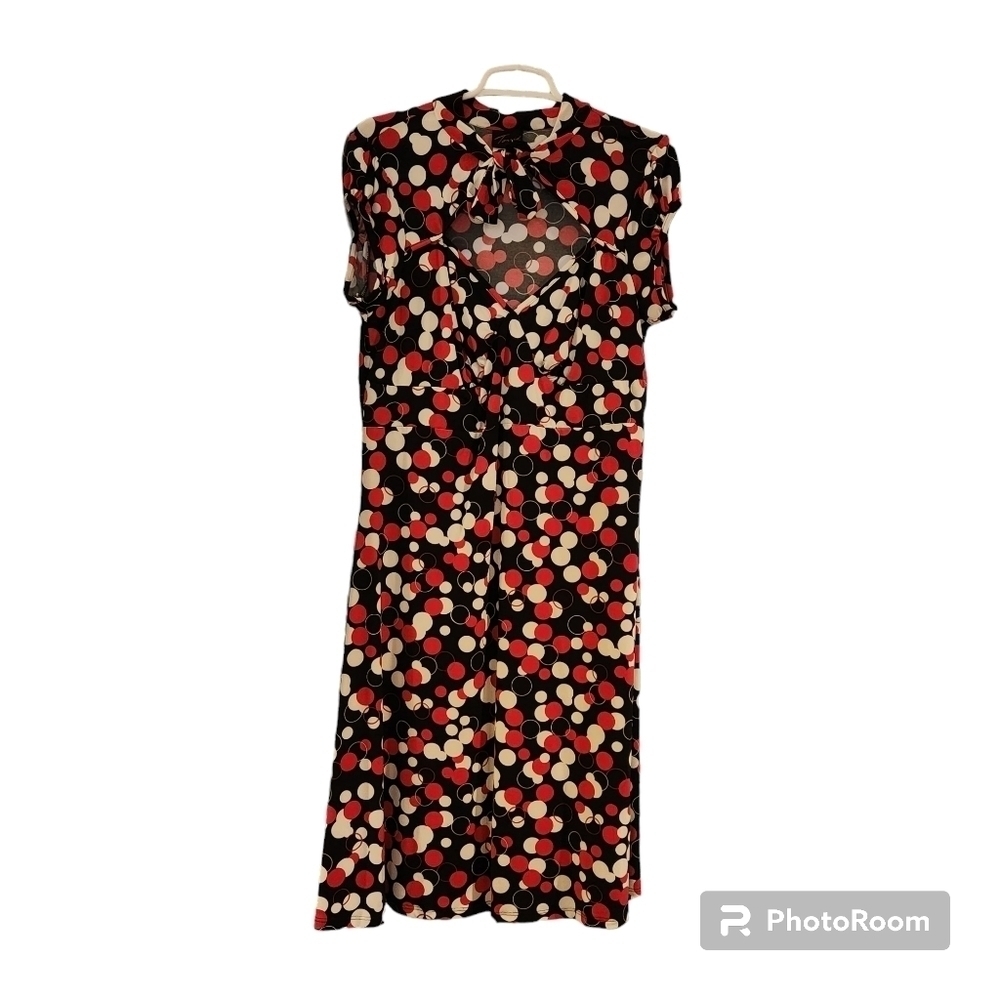 Vintage Torrid 1X dress black with red/tan bubble dots